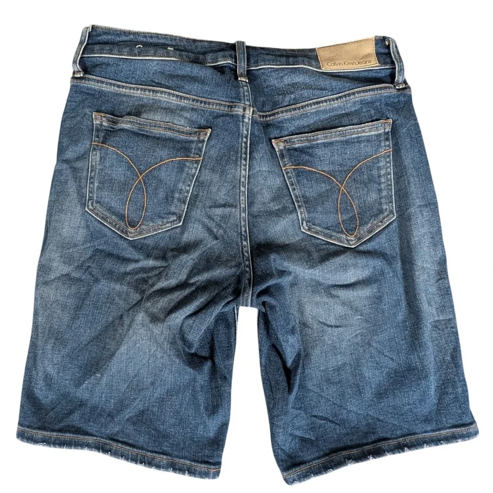 Calvin‎ Klein Jeans Mens Blue Denim Shorts Distressed Medium Wash Size 28